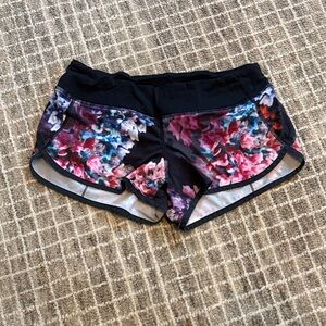 lululemon athletica Black and Floral Women's Athletic Shorts
